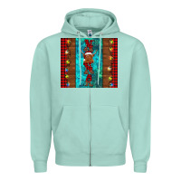 Seafoam nana highland cow Christmas Zipper Hoodie - BarkalooDesign