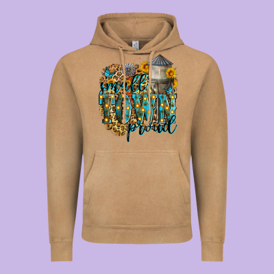 Small Town Proud Vintage Hoodie Designed By Zillion Design Studio