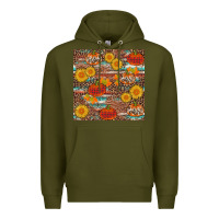 Army Green pumpkin plaid sunflower seamless Premium Hoodie - AdoDesignShop