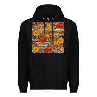 Black pumpkin plaid sunflower seamless Premium Hoodie - AdoDesignShop