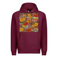 Burgundy pumpkin plaid sunflower seamless Premium Hoodie - AdoDesignShop