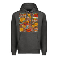 Charcoal Heather pumpkin plaid sunflower seamless Premium Hoodie - AdoDesignShop