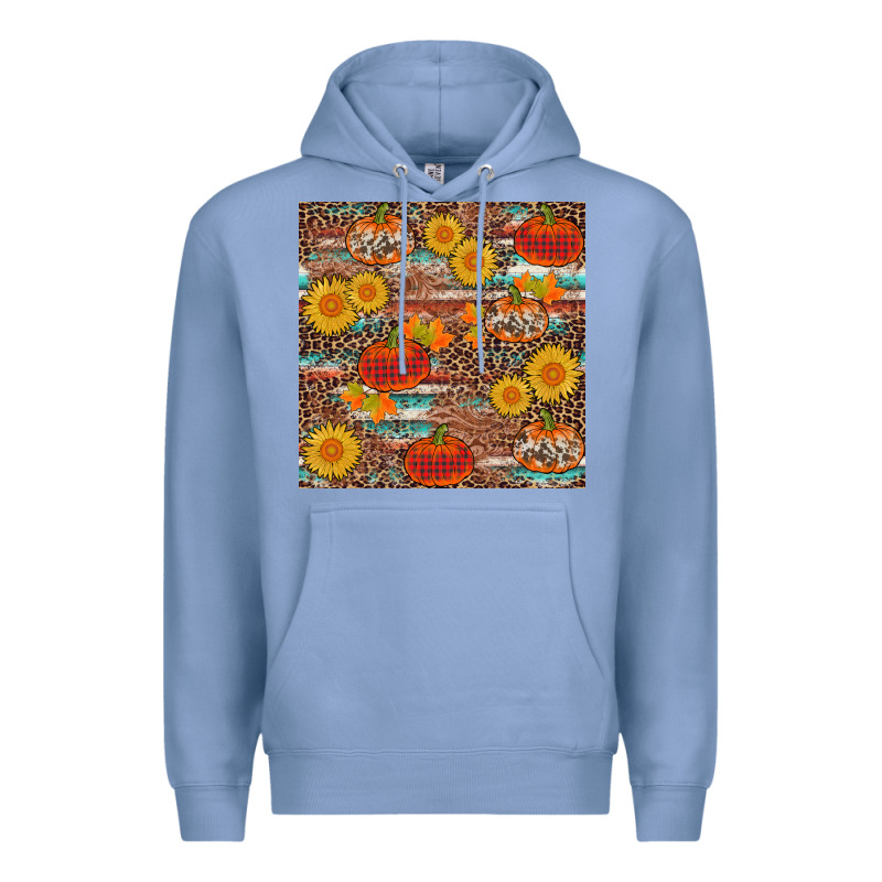 Pumpkin Plaid Sunflower Seamless Premium Hoodie by AdoDesignShop | Teevron