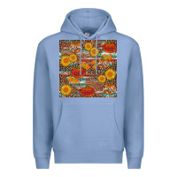 Colony Blue pumpkin plaid sunflower seamless Premium Hoodie - AdoDesignShop