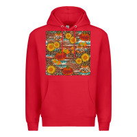 Red pumpkin plaid sunflower seamless Premium Hoodie - AdoDesignShop
