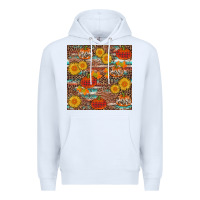 White pumpkin plaid sunflower seamless Premium Hoodie - AdoDesignShop