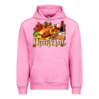 Fuchsia Pink Thankful with Turkey Urban Hoodie - texasbilliewilder