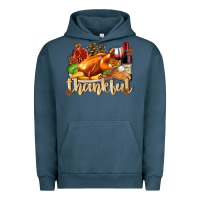 Pigment Midnight Navy Thankful with Turkey Urban Hoodie - texasbilliewilder