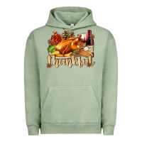 Pigment Oil Green Thankful with Turkey Urban Hoodie - texasbilliewilder