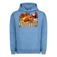 Pigment Pebble Blue Thankful with Turkey Urban Hoodie - texasbilliewilder