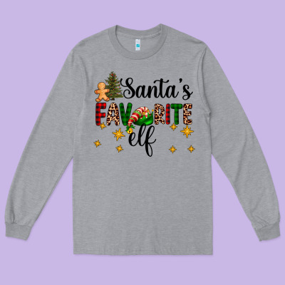 Santa's Favorite Elf Long Sleeve Tee Designed By Adodesignshop