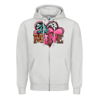Dove Grey valentines day western hearts be mine Zipper Hoodie - Jasminsmagicworld