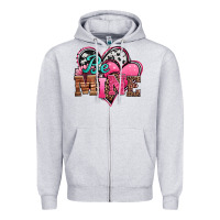 Heather Grey valentines day western hearts be mine Zipper Hoodie - Jasminsmagicworld