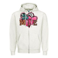 Oatmeal Heather valentines day western hearts be mine Zipper Hoodie - Jasminsmagicworld