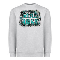 Heather Grey girl boss Heavyweight Sweatshirt - SublimationCraftShop