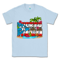 Dusty Blue puerto rico and flowers with frog Classic Tee - AdoDesignShop