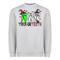 Heather Grey trick or teeth Heavyweight Sweatshirt - CowhideDigitalArt