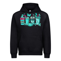Black Ovarian Cancer coffee cups teal ribbon Urban Hoodie - NancyCooperArtShop
