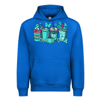 Cobalt Ovarian Cancer coffee cups teal ribbon Urban Hoodie - NancyCooperArtShop