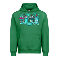 Emerald Ovarian Cancer coffee cups teal ribbon Urban Hoodie - NancyCooperArtShop