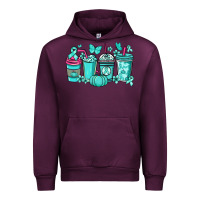 Mauve Wine Ovarian Cancer coffee cups teal ribbon Urban Hoodie - NancyCooperArtShop