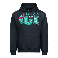 Navy Ovarian Cancer coffee cups teal ribbon Urban Hoodie - NancyCooperArtShop