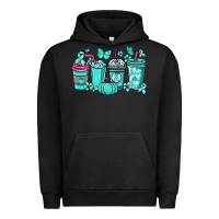 Pigment Black Ovarian Cancer coffee cups teal ribbon Urban Hoodie - NancyCooperArtShop