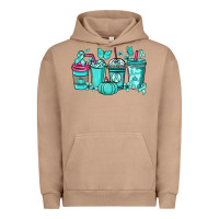 Pigment Burro Ovarian Cancer coffee cups teal ribbon Urban Hoodie - NancyCooperArtShop