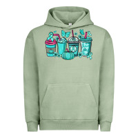 Pigment Oil Green Ovarian Cancer coffee cups teal ribbon Urban Hoodie - NancyCooperArtShop