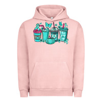 Pigment Salmon Ovarian Cancer coffee cups teal ribbon Urban Hoodie - NancyCooperArtShop