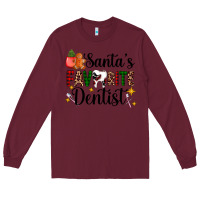 Burgundy santa's favorite dentist Long Sleeve Tee - AdoDesignShop