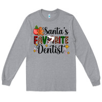 Heather Grey santa's favorite dentist Long Sleeve Tee - AdoDesignShop
