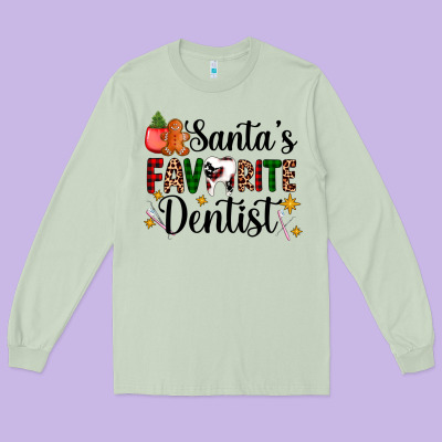 Santa's Favorite Dentist Long Sleeve Tee Designed By Adodesignshop