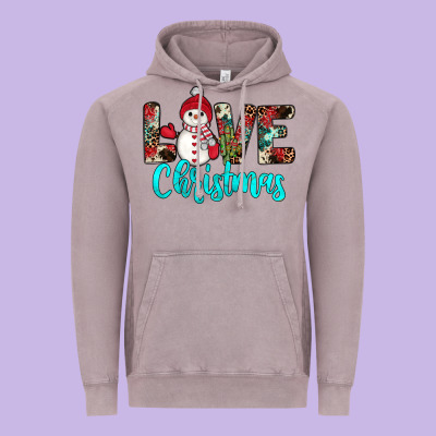 Love Christmas Snowman Vintage Hoodie Designed By Jahusdesignshop