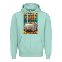 Seafoam Western Sheep Happens Sunflowers Zipper Hoodie - LillyAllenDesigns