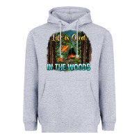 Heather Grey life is good in the woods Heavyweight Hoodie - NancyCooperArtShop