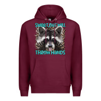 Burgundy sweet but will throw hands Premium Hoodie - Artiststas