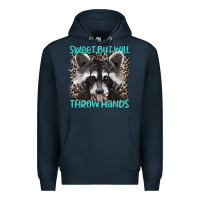 Navy sweet but will throw hands Premium Hoodie - Artiststas