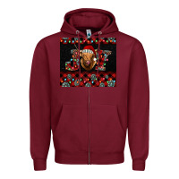Burgundy highland cow joy Christmas Zipper Hoodie - BarkalooDesign