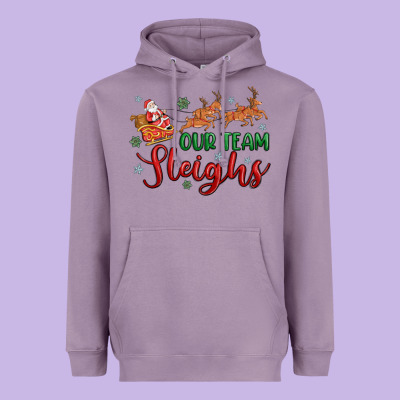 Our Team Sleigh Heavyweight Hoodie Designed By Maliassmallbusiness