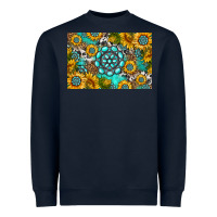 Navy western turquoise and sunflowers skinny metal can holder Heavyweight Sweatshirt - HRA Design Shop