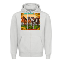 Dove Grey Western Ranch Horses Zipper Hoodie - LillyAllenDesigns