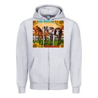 Heather Grey Western Ranch Horses Zipper Hoodie - LillyAllenDesigns