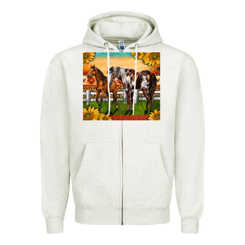 Western Ranch Horses Zipper Hoodie by LillyAllenDesigns | Teevron