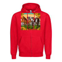 Red Western Ranch Horses Zipper Hoodie - LillyAllenDesigns