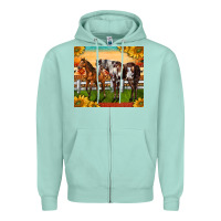 Seafoam Western Ranch Horses Zipper Hoodie - LillyAllenDesigns