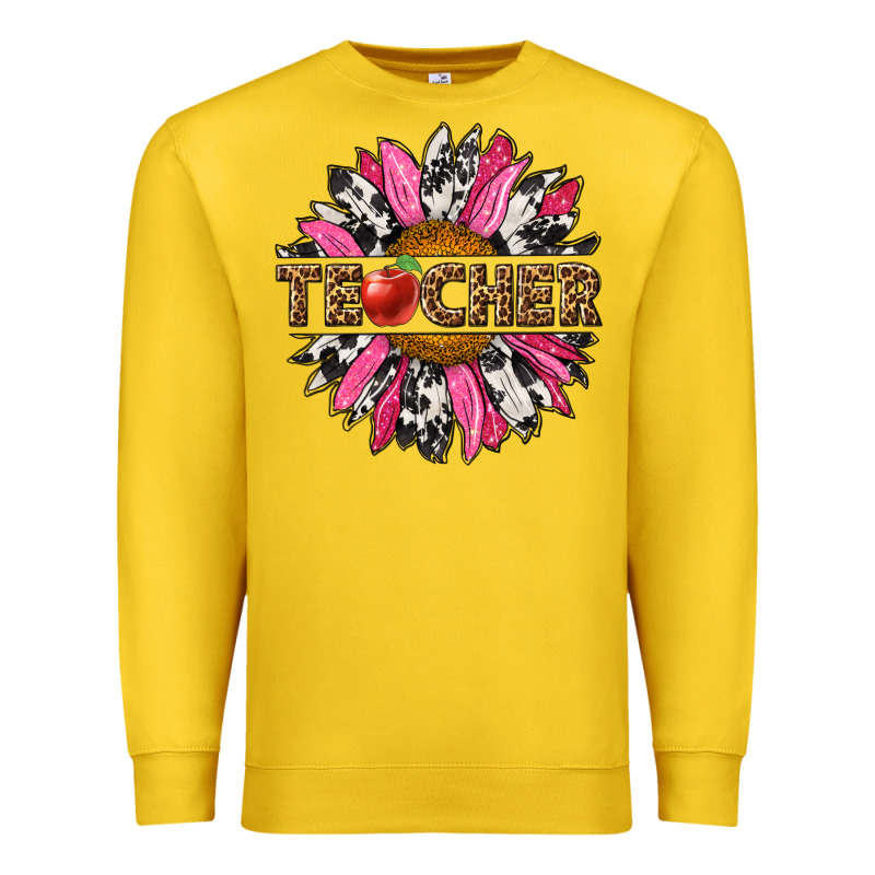 Western Teacher Sunflower Premium Sweatshirt by NancyCooperArtShop | Teevron