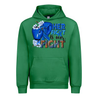 Emerald Her fight is our fight Colon Cancer blue ribbon Urban Hoodie - NancyCooperArtShop