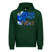 Forest Green Her fight is our fight Colon Cancer blue ribbon Urban Hoodie - NancyCooperArtShop