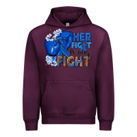 Mauve Wine Her fight is our fight Colon Cancer blue ribbon Urban Hoodie - NancyCooperArtShop